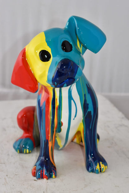 Colorful Jack Russel Terrier Dog Resin Statue Size: 13" x 12" x 8"H