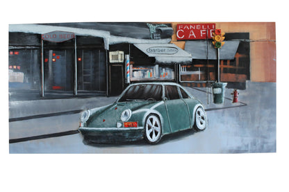 NIFAO Porsche 911 Inspired Classic Green Sports Car Metal Wall Art 79" x 2" x 40"H
