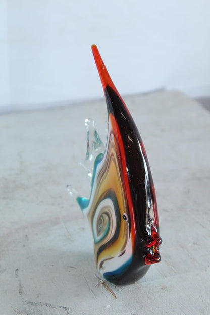 NIFAO Glass Angelfish Sculpture Coastal Art Decor 8" x 2" x 9"H