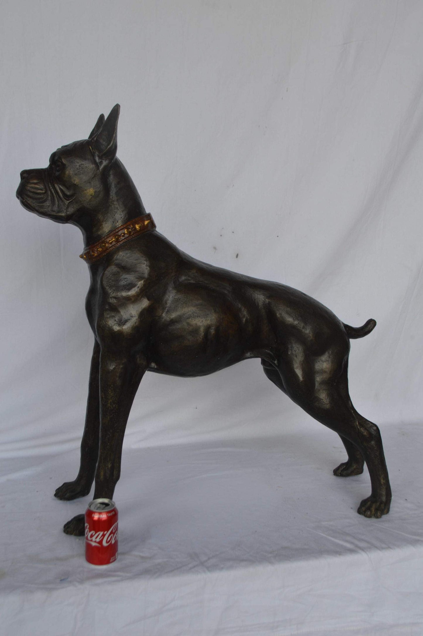 Boxer Dog bronze statue - Size: 35"L x 10"W x 36"H.