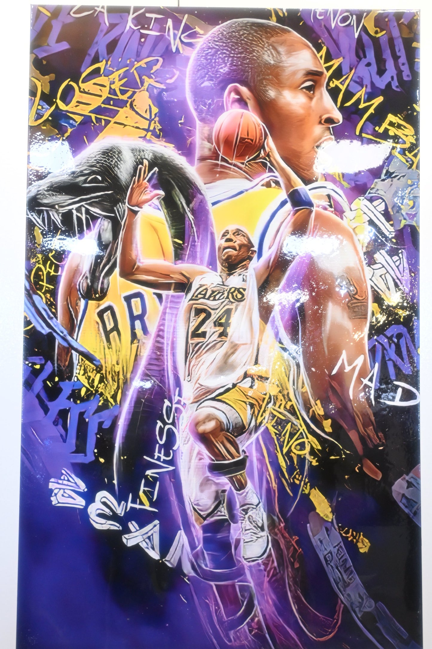 Kobe Bryant Lakers Street Art Style Resin Canvas 39"x64"