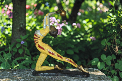 Ballet Dancer with a Ball Bronze Statue -  Size: 12"L x 6"W x 14"H.