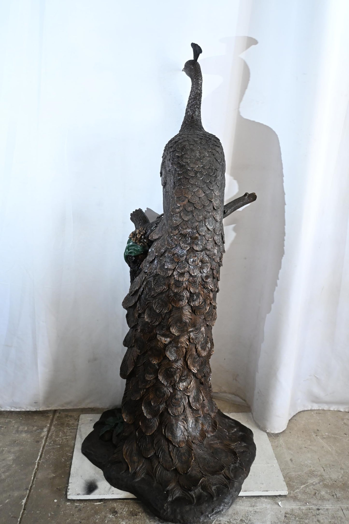 Life Size Peacock Bronze Statue Bird Sculpture Large 31"x30"x64"H