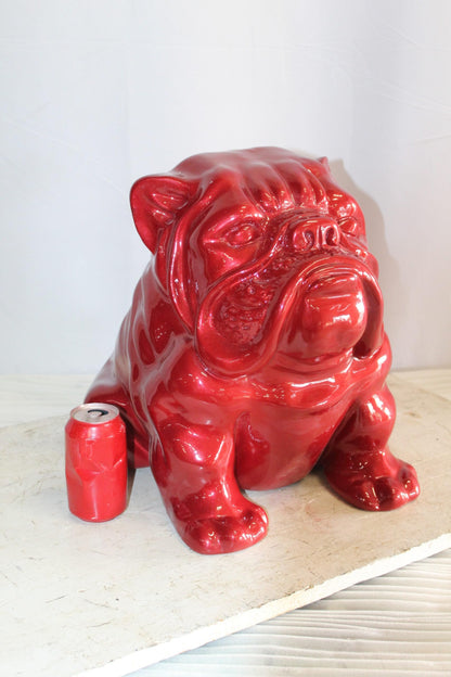 Adorable Red Resin, Fiberglass Statue of a bulldog figurine 19" x 15" x 16"H