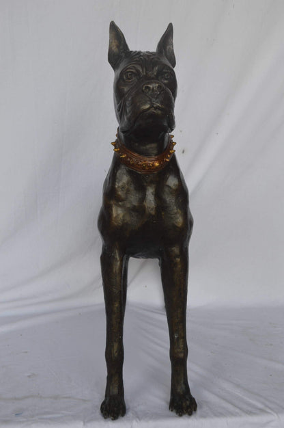 Boxer Dog bronze statue - Size: 35"L x 10"W x 36"H.