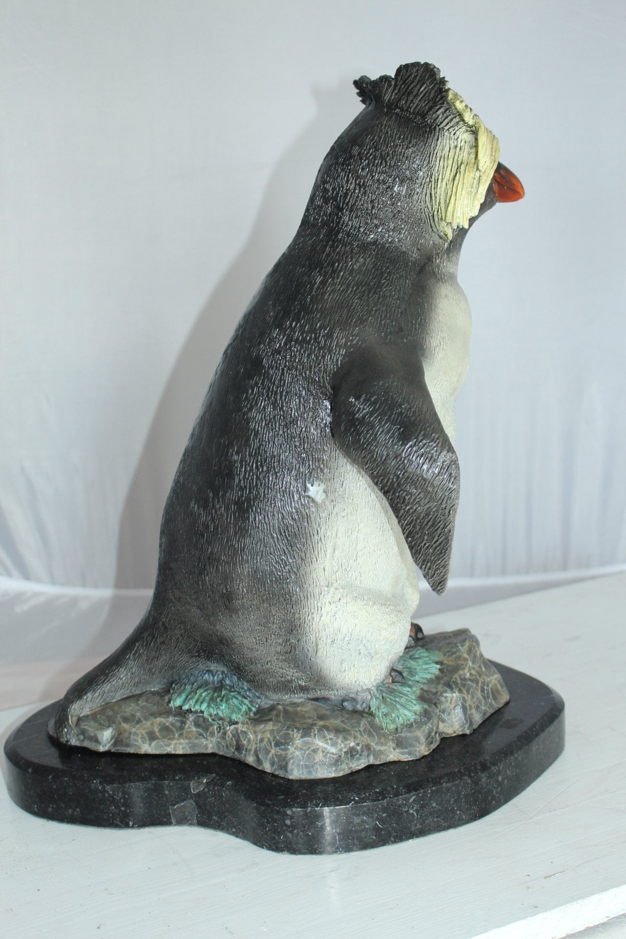 Rockhopper Penguin Bronze Statue 20 Inch on Marble Base 16"x15"x20"H