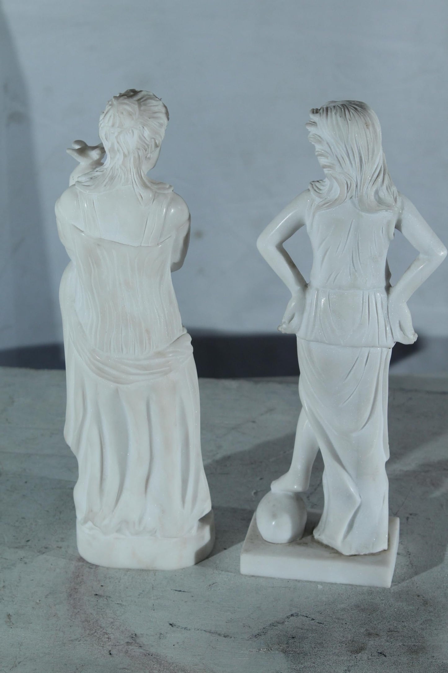 NIFAO Pair of Marble Lady Statues Classical Set 8"x3"x12"H