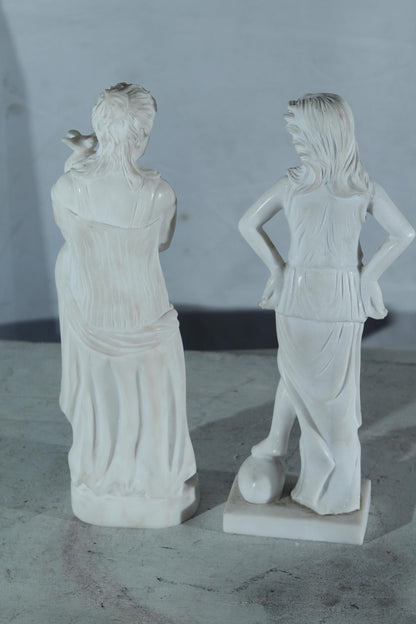 NIFAO Pair of Marble Lady Statues Classical Set 8"x3"x12"H
