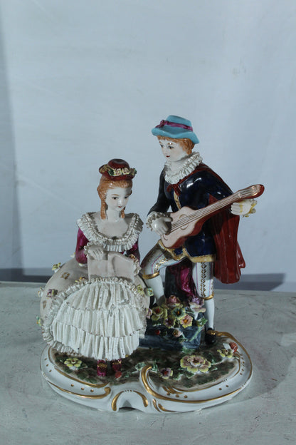 NIFAO Porcelain Romantic Couple Figurine with Guitar and Book 11" x 8" x 13"H