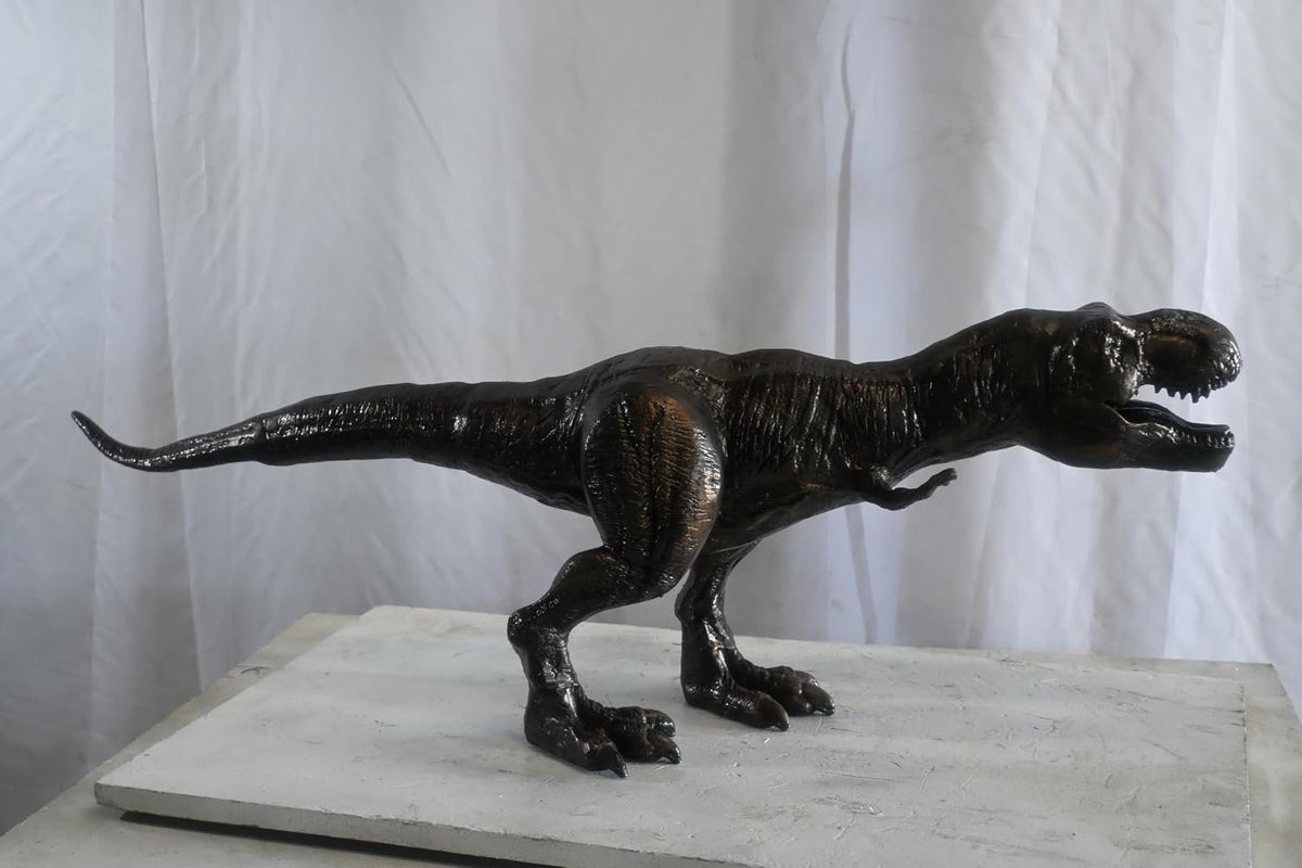 Large Cast Aluminum T Rex Dinosaur Statue Hunting Stance 40"x9"x14"H
