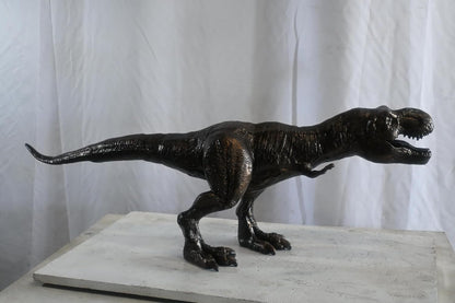 Large Cast Aluminum T Rex Dinosaur Statue Hunting Stance 40"x9"x14"H