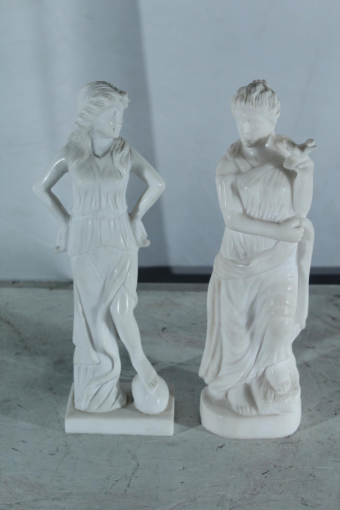 NIFAO Pair of Marble Lady Statues Classical Set 8"x3"x12"H