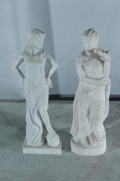 NIFAO Pair of Marble Lady Statues Classical Set 8"x3"x12"H