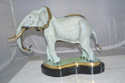Elephant trunk Down Bronze Statue -  Size: 28"L x 12"W x 17"H.