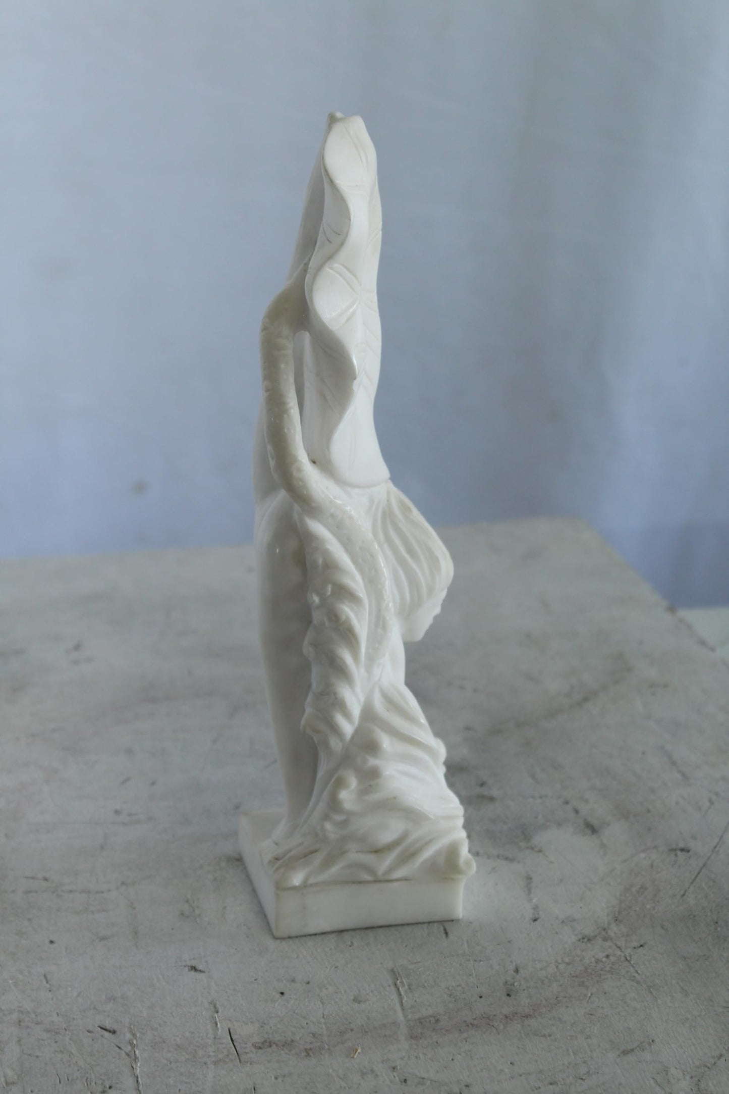 NIFAO Marble Woman Diving for a Pearl Marble Sculpture 4" x 4" x 12"H