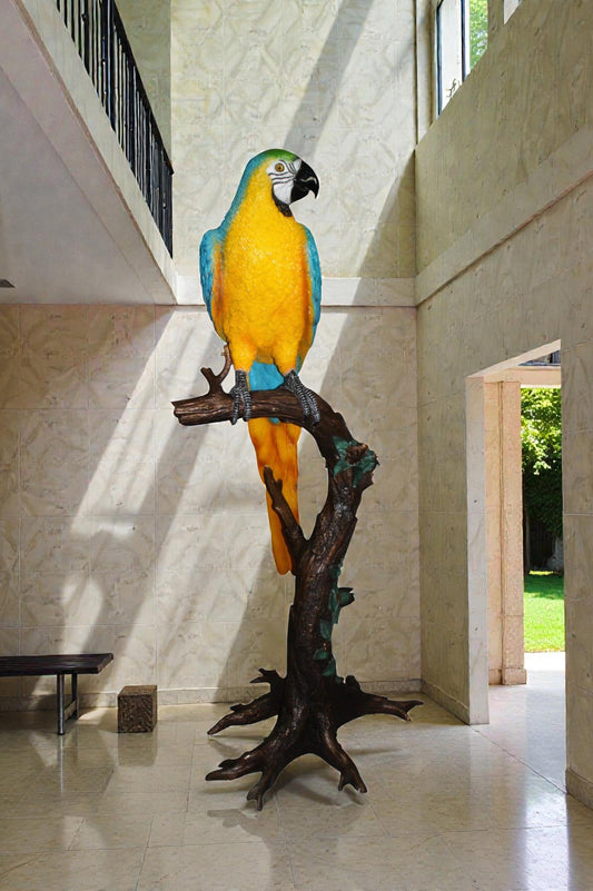 Bronze Single Parrot On A Tree Statue