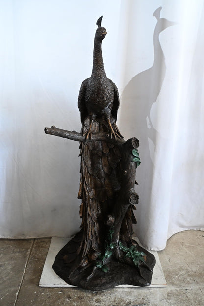 Life Size Peacock Bronze Statue Bird Sculpture Large 31"x30"x64"H