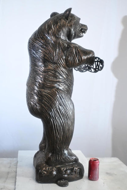 Standing Aluminum Bear Statue with Welcome Sign 18"x18"x41"H