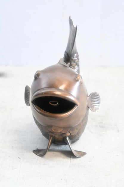 Bronze Koi Fish Fountain Sculpture Garden Water Feature 15"x7"x9"H
