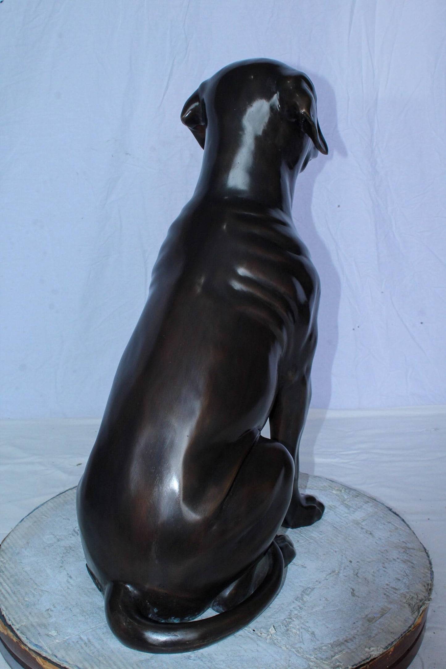 Large Bronze Chocolate Labrador Dog Statue Sitting Pose 22" x 12" x 27"H