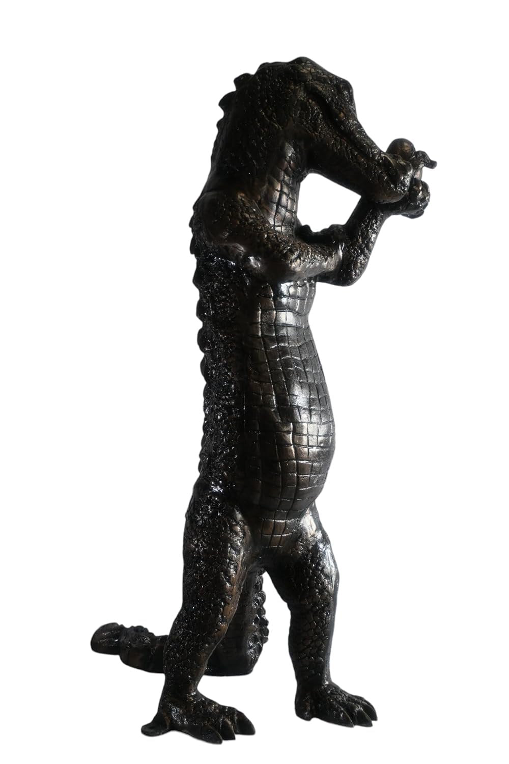 Large Alligator Statue Holding Baby Gator in Egg Cast Aluminum 34"x23"x54"H
