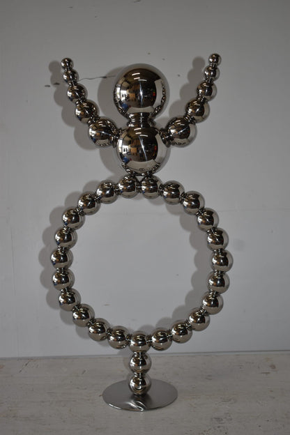 Modern Abstract of a Happy Man Metal Chrome Balls Statue Size: 14" x 6" x 26"H