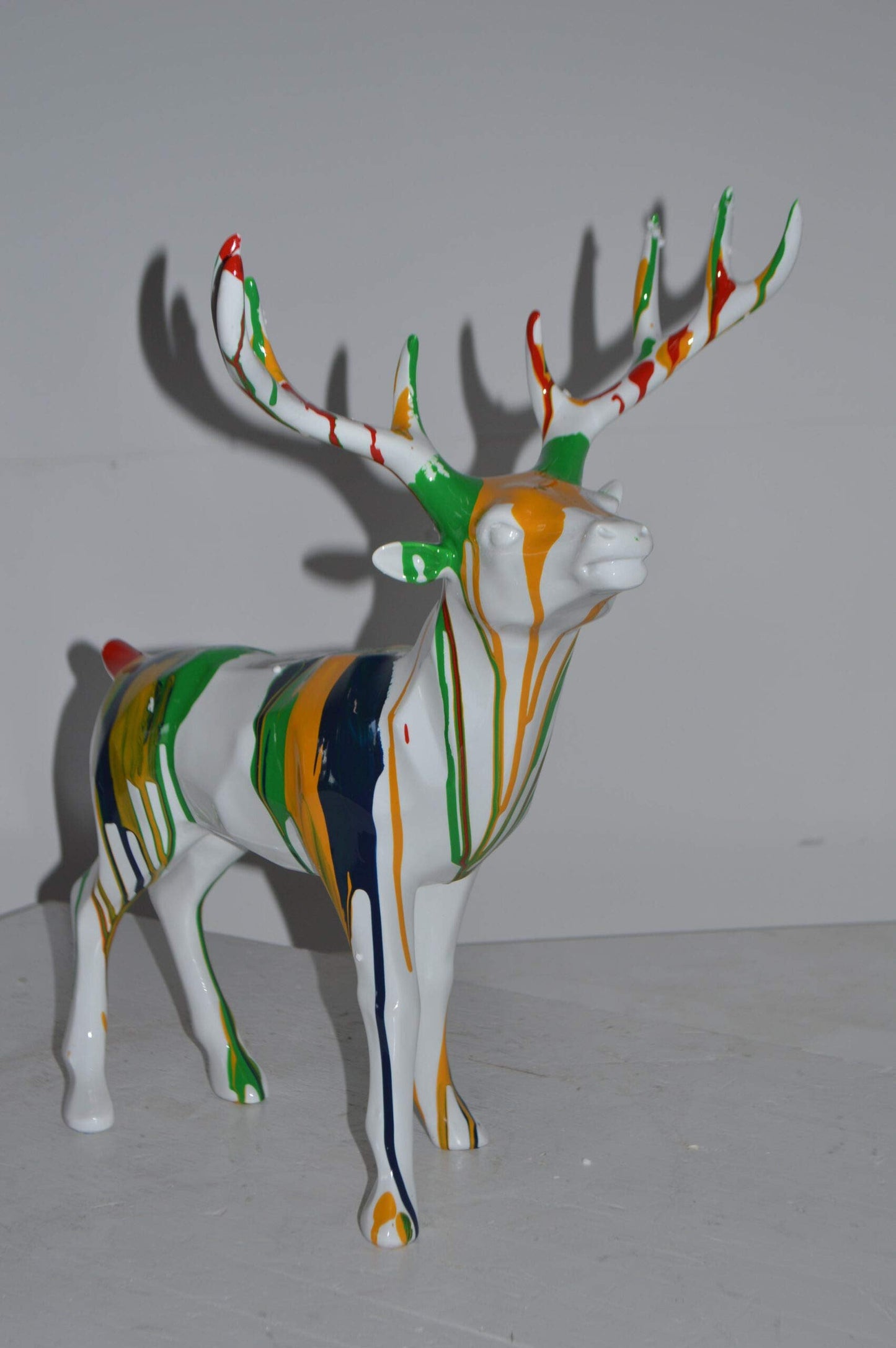 Modern Art colorful Deer Resin Statue - Size: 17"L x 11"W x 18"H.