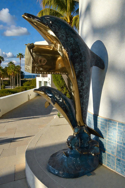 Two Dolphins Mailbox Made of Bronze Statue Size: 48" x 31" x 68"H