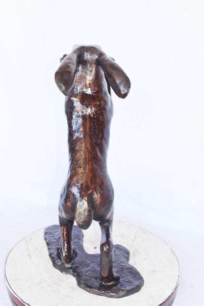 Leaping jackrabbit bronze statue -  Size: 21"L x 13"W x 24"H