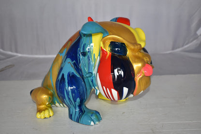 Modern Happy Paint Drops Bulldog Statue Made of Resin Size: 14" x 19" x 10"H