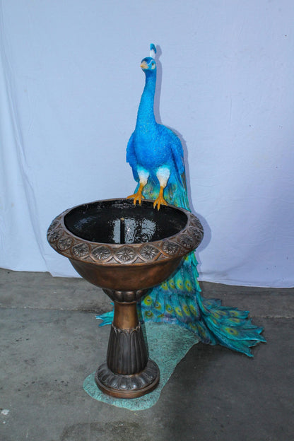 Bronze Peacock Fountain Sculpture with Decorative Bowl
