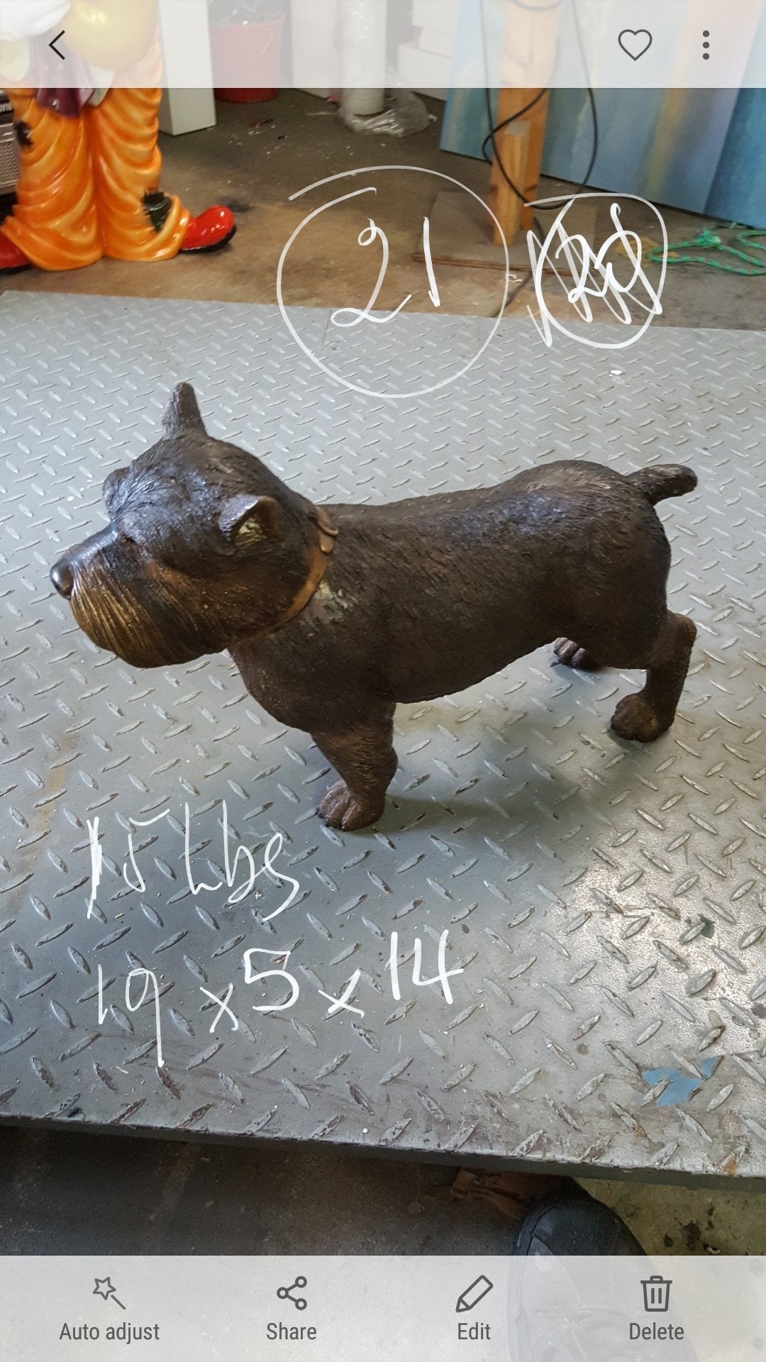 Terrier dog Bronze Statue -  Size: 19"L x 5"W x 14"H.
