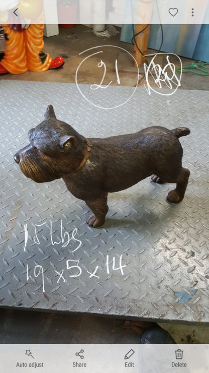 Terrier dog Bronze Statue -  Size: 19"L x 5"W x 14"H.