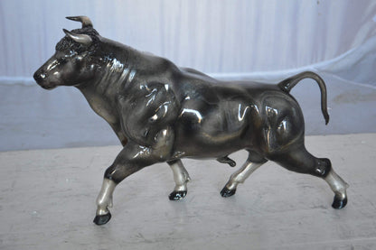 Trotting Bull Bronze Statue -  Size: 13"L x 3"W x 10"H