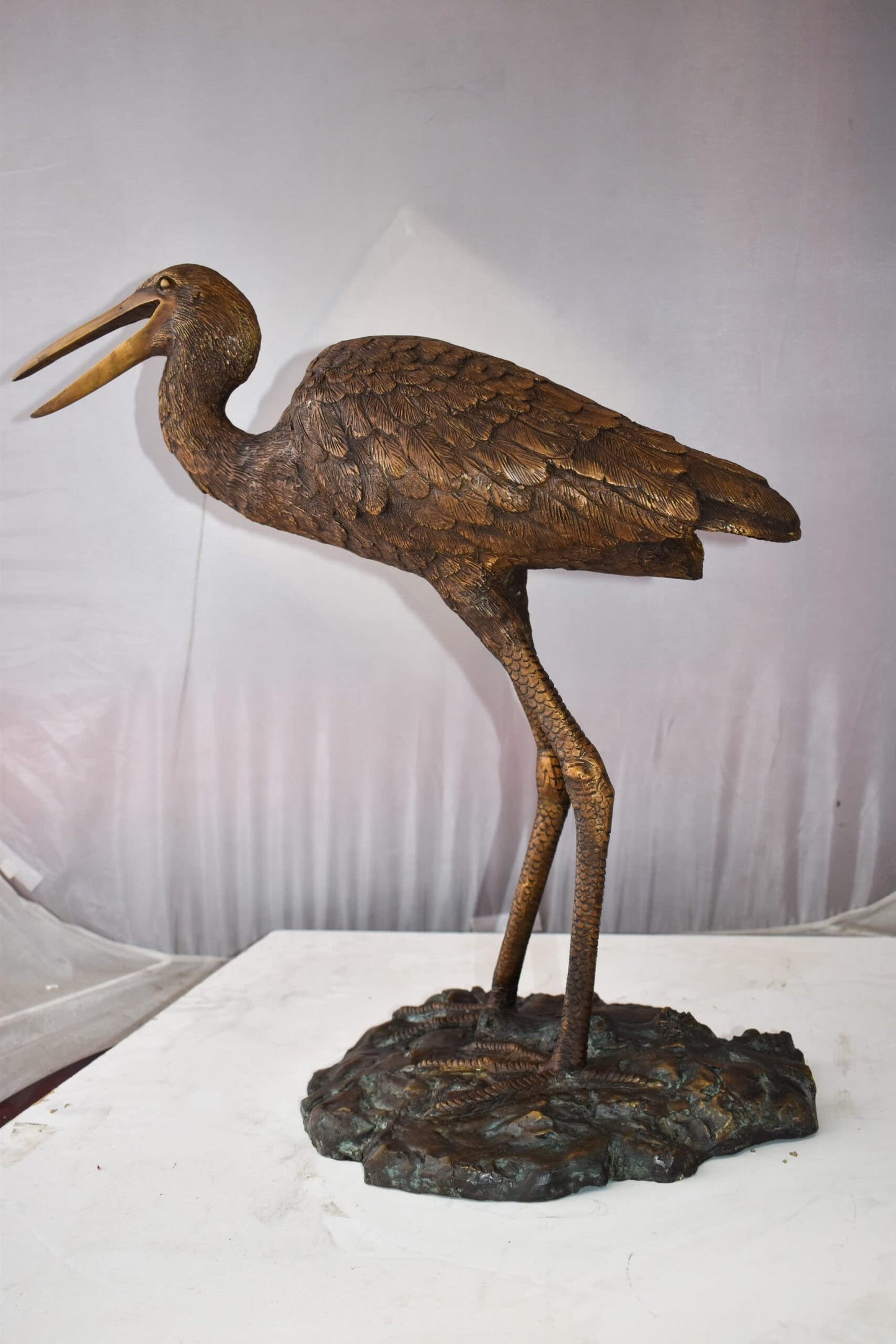 Great Blue Heron Brown Patina Bronze Statue Size: 25" x 15" x 25"H