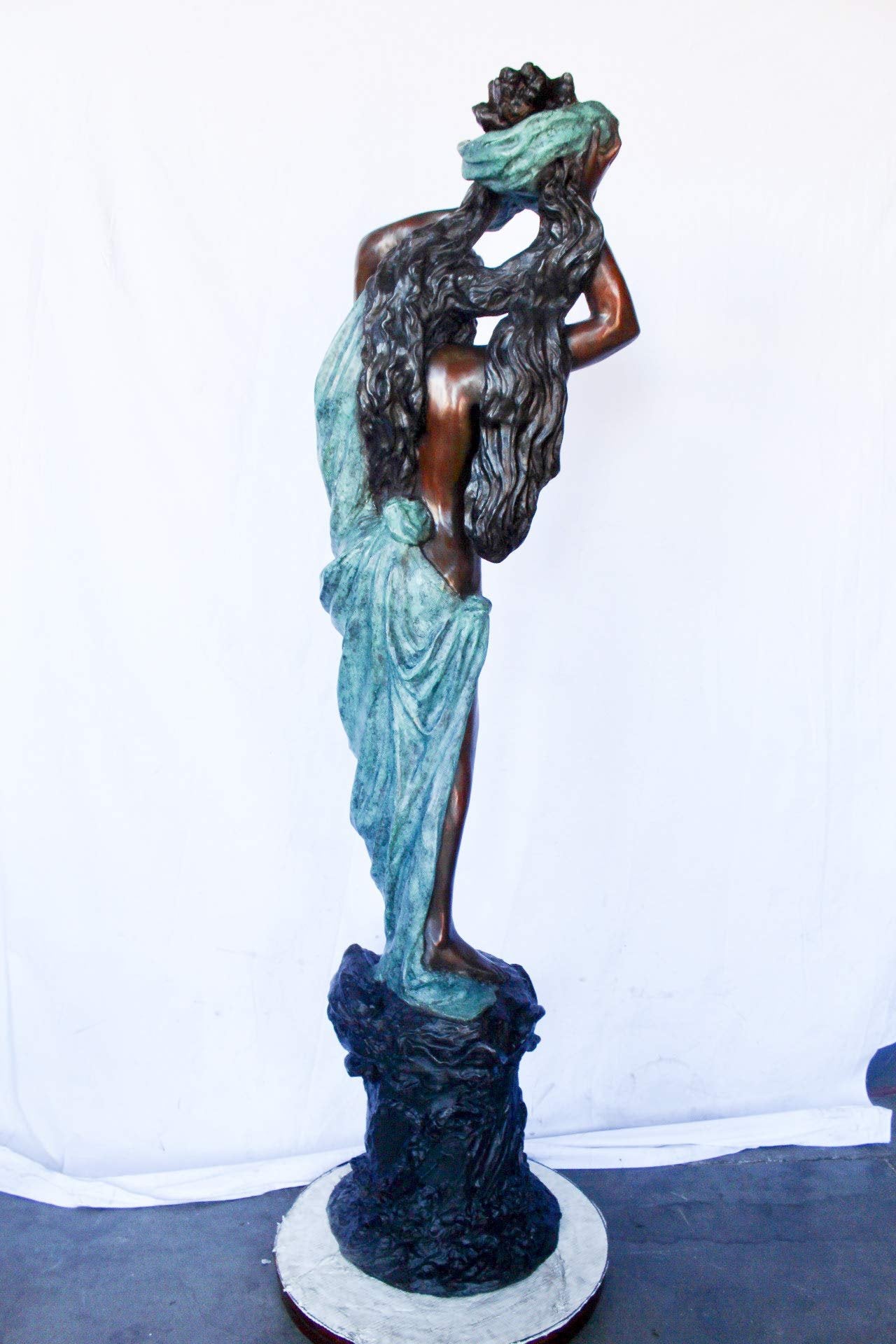 Half-naked woman holding a basket bronze statue Art Nude -  Size: "L x "W x "H.