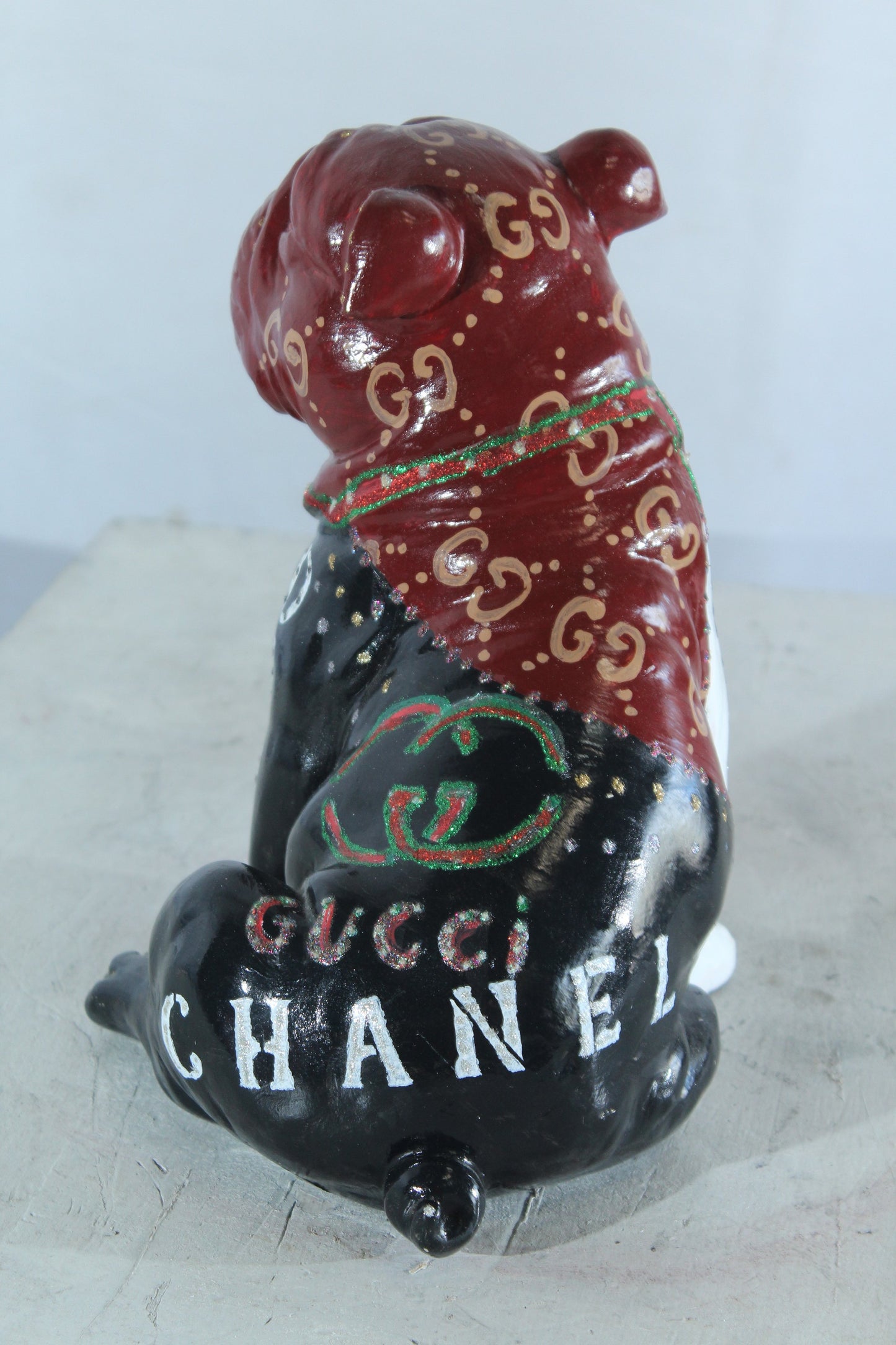 NIFAO Resin Bulldog Statue Fashion Inspired Hand Painted Decor 9" x 10" x 12"H