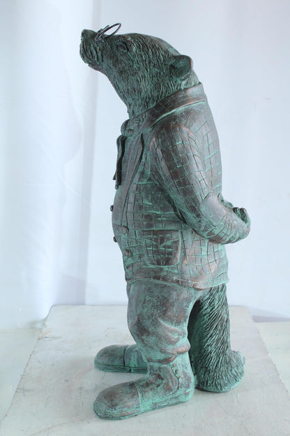 NIFAO Resin Statue Mole with Glasses Bronze Green Patina Finish 9" x 11" x 26"H