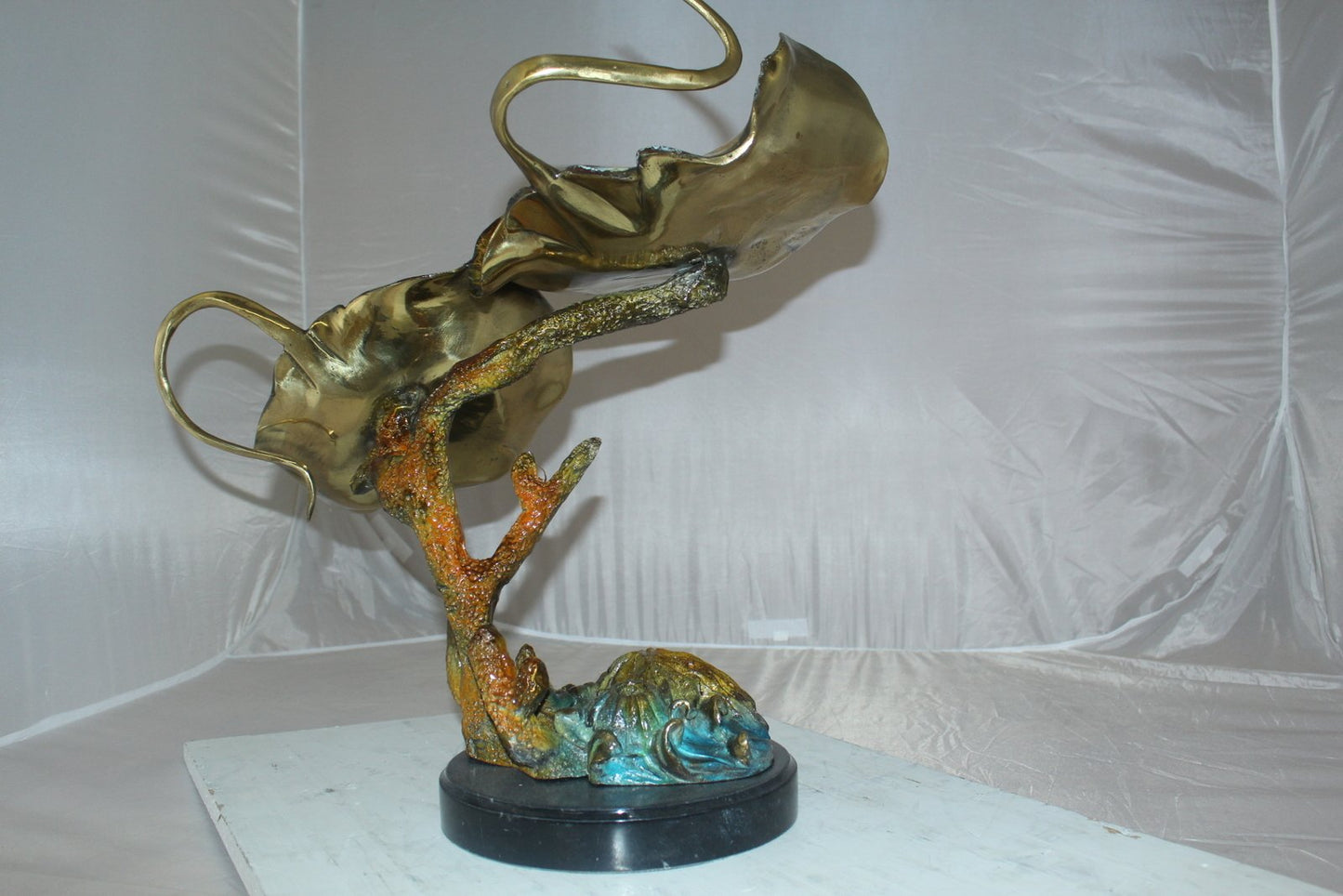 Double Manta Ray Bronze Statue -  Size: 14"L x 24"W x 21"H.