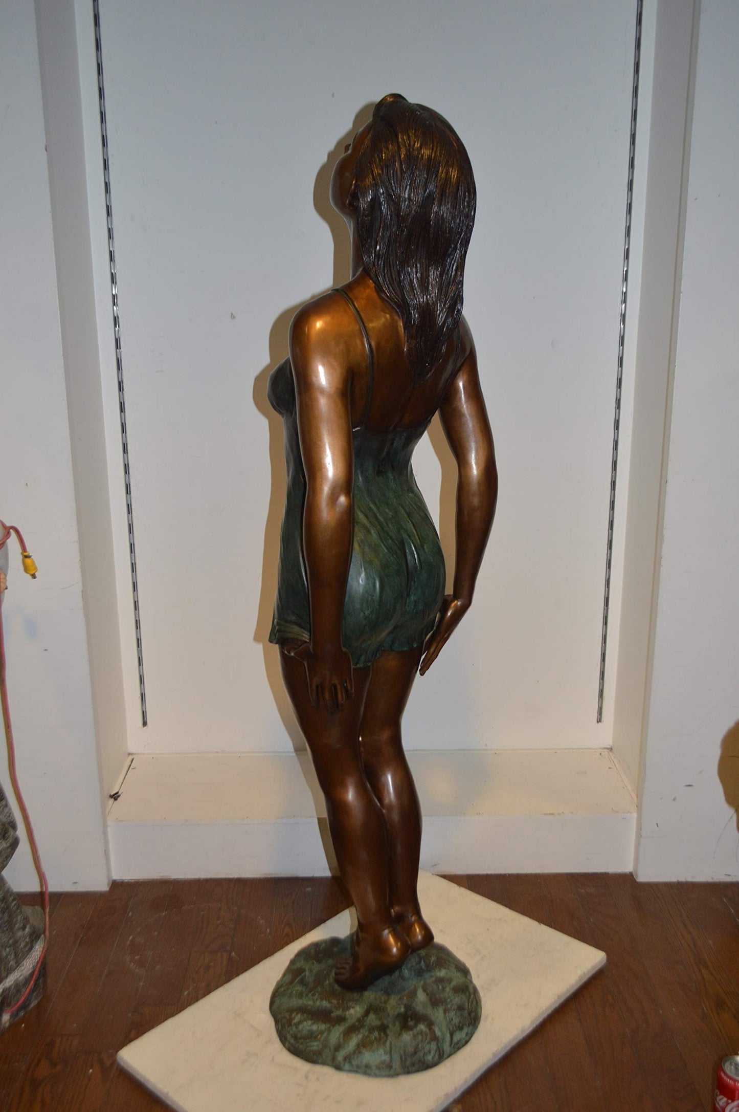 Spring Lady Watching The Sun Bronze Statue -  Size: 18"L x 12"W x 64"H