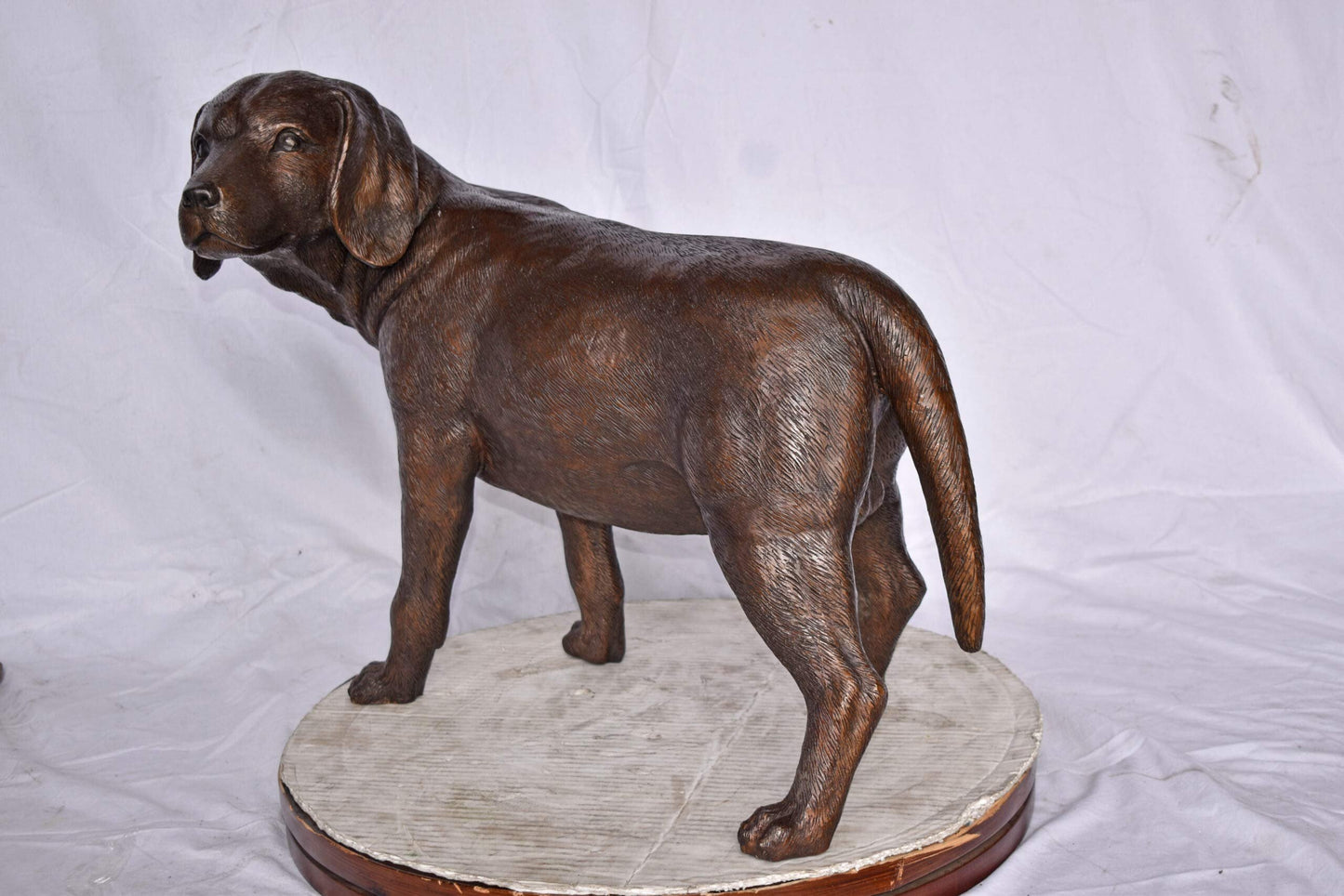 Beagle Dog Standing Made of Bronze, Statue - Size: 27"L x 14"W x 21"H.