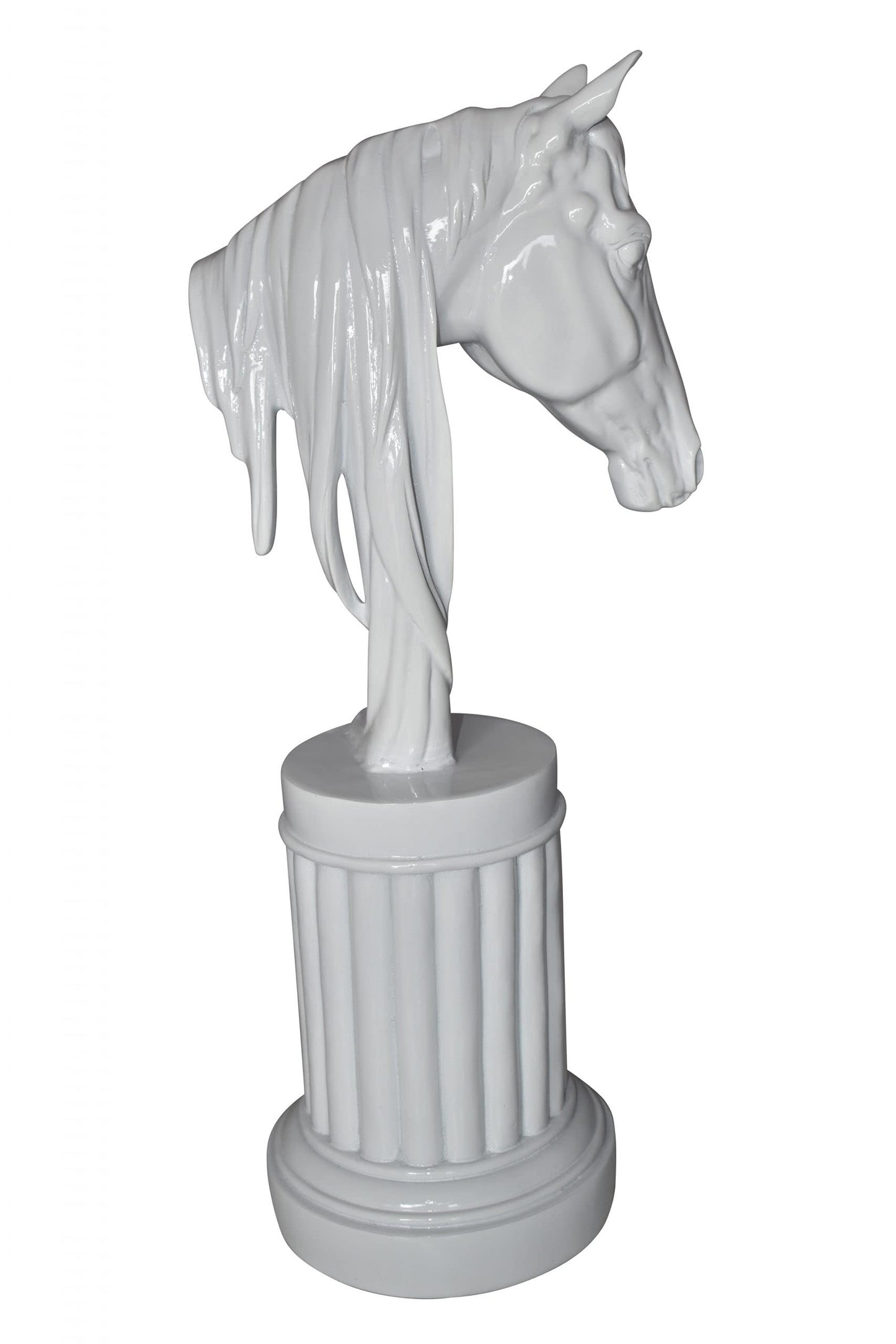 Modern Art of a White Horse Bust Statue Made of Resin Size: 10" x 5" x 19"H