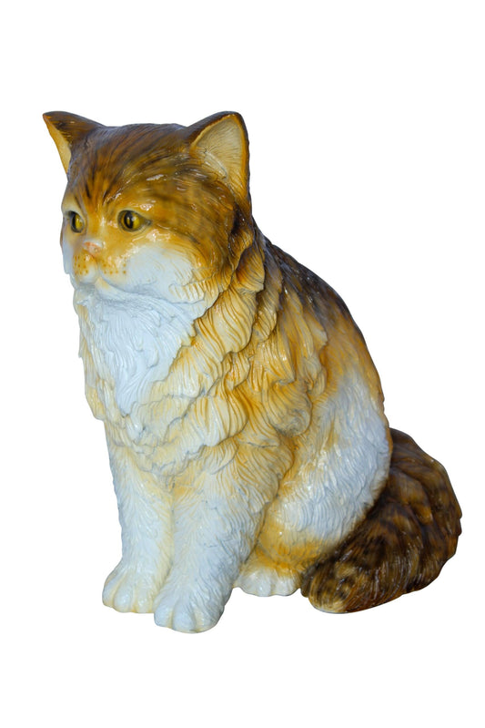 Brown Cat Sitting Bronze Statue, Charming for Cat Lovers 12" x 10" x 14"H