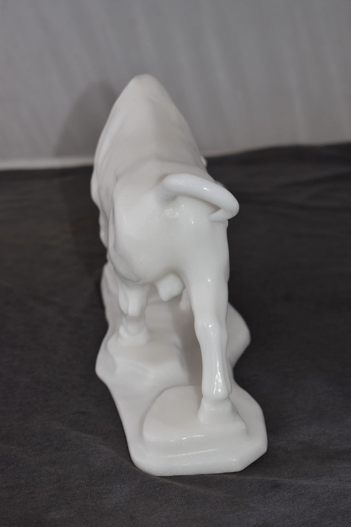 Wall Street Bull Made of White Marble Size: 11" x 5" x 7"H