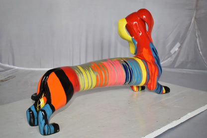 Modern Graffiti Looking Weenie Dachshund Dog Statue from Resin  25" x 10" x 15"H