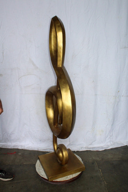 Treble Clef Music Note Giant Bronze Statue Gold Finish 27" x 18" x 67"H