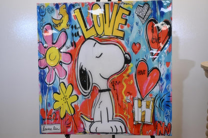 Snoopy Love Graffiti Pop Art Resin Canvas 40"x40"