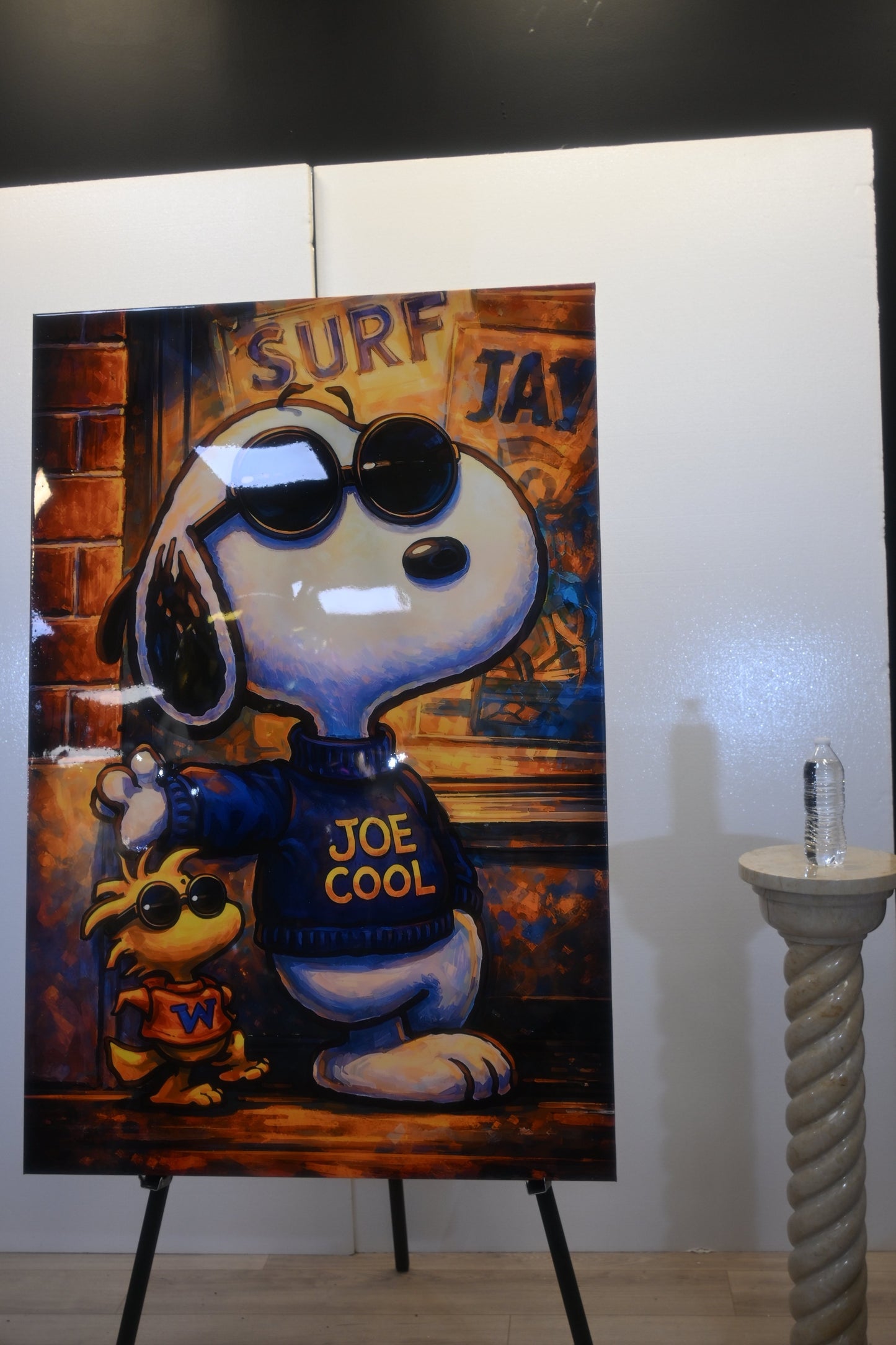 Snoopy Joe Cool Pop Art Resin Covered Canvas 40"x60"