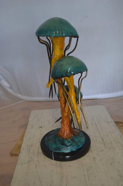 Three Jellyfish Bronze Statue -  Size: 12"L x 10"W x 22"H.