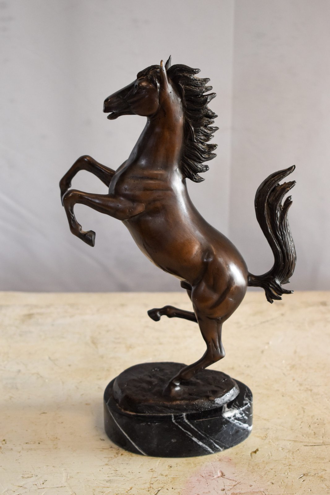 Powerful Ferrari Horse on Hind Legs Bronze Statue 9" x 4" x 13"H